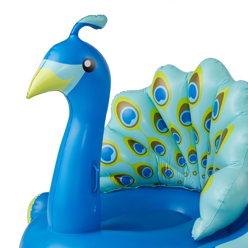 Inflatable Peacock Giant Swimming Pool Float with Backrest, Blue