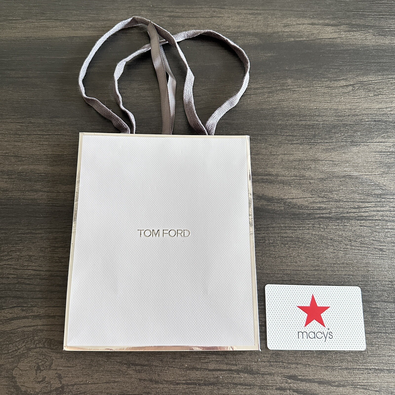 Tom Ford Authentic Gift Paper Shopping Bag Small Grey L 7.5" W 6.5" D 3.5"