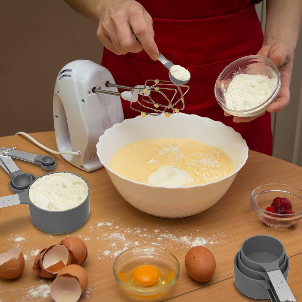 Measuring Cups & Spoons Set, Stackable Cups and Spoons, Nesting Measure Cups wit