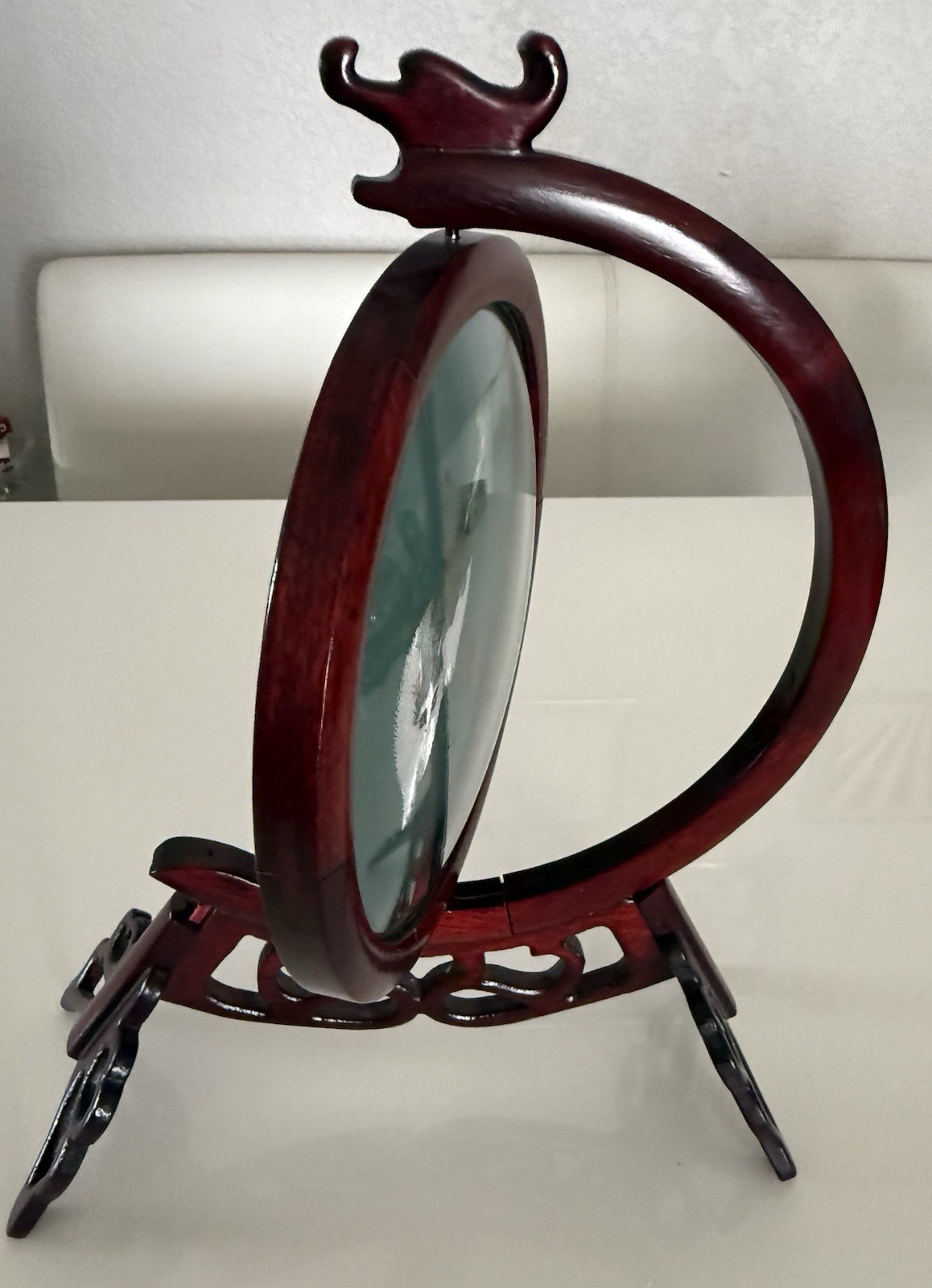 VTG Asian Cat & Mantis Double Sided Silk Embroidery Screen Rotating Wood Frame