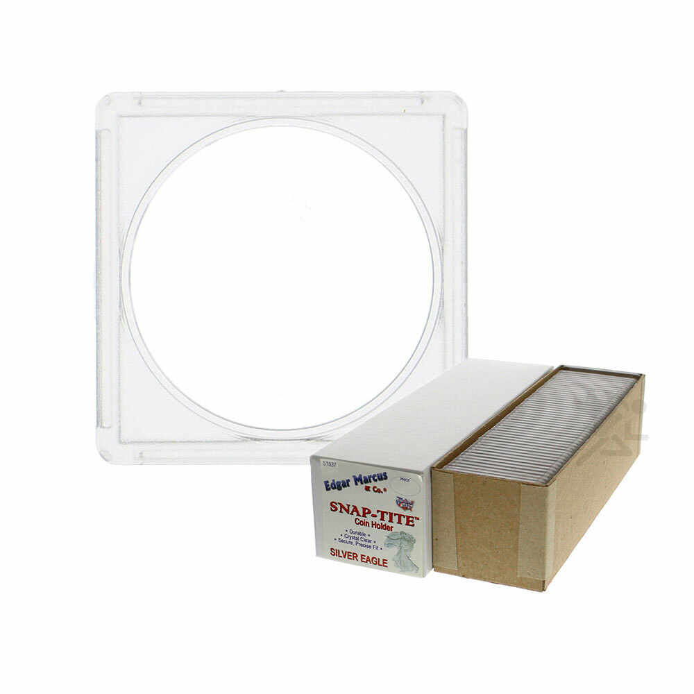 Edgar Marcus Snap-Tite 2x2 Plastic Coin Holders for Silver Eagle, 25 ct Box
