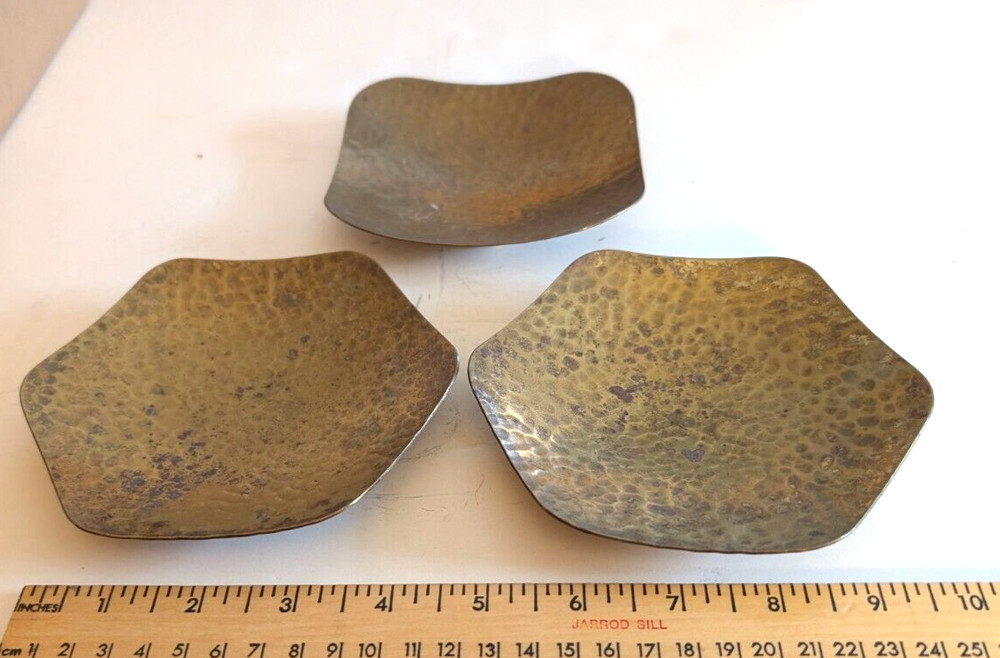 3 Bronze Footed Trays - Signed