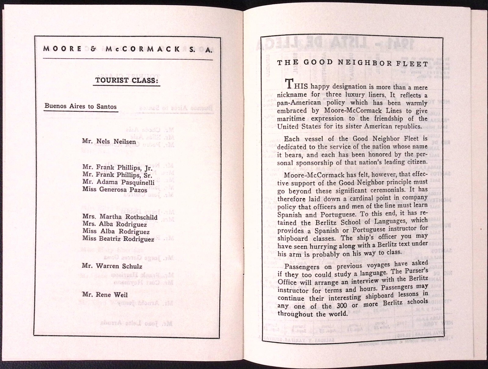 AUG 8 1941 Moore & McCormack SA SS Argentina Passenger List