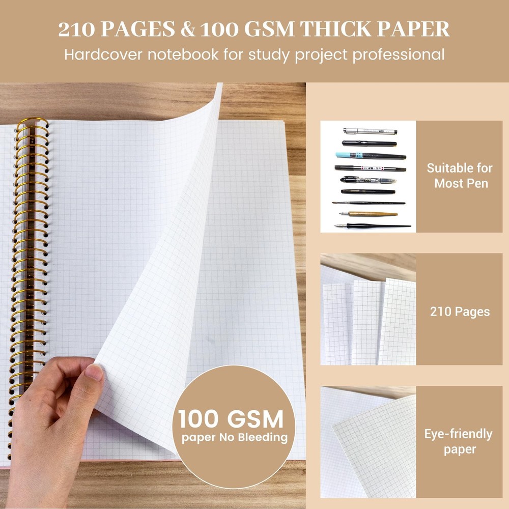 FLYING EAGLE 8.5 x 11 Large Graph Notebook Journal Spiral Graph, Blue