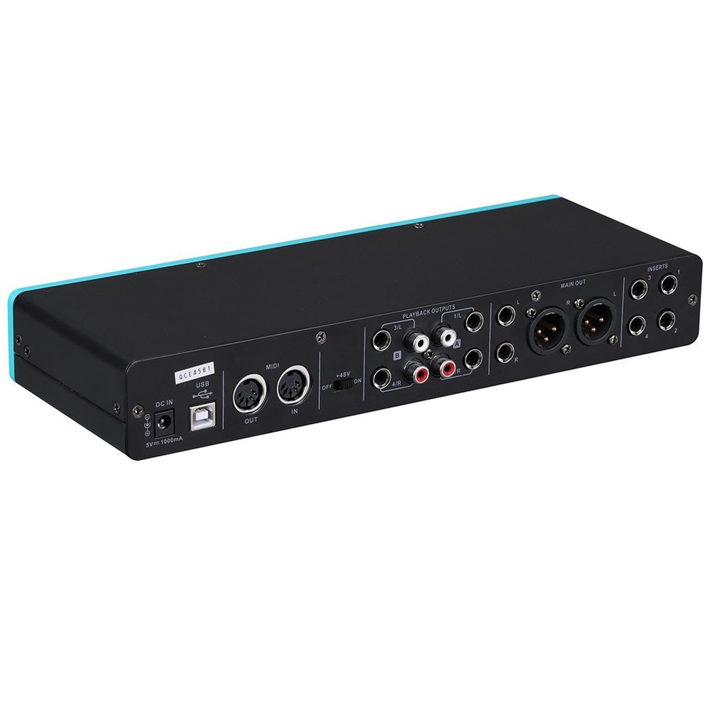 USB Audio Interface with 4x4 Input Output and Mic Preamplifier for Studios