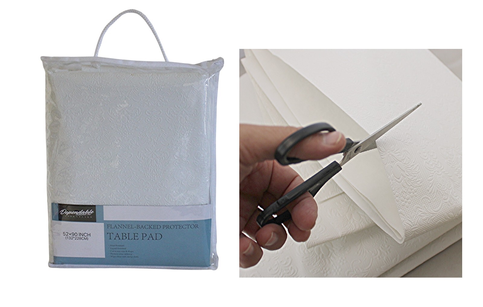 Flannel Back Vinyl Table Pad Size 52" x 90" Cut to Fit Protect Your Table Top