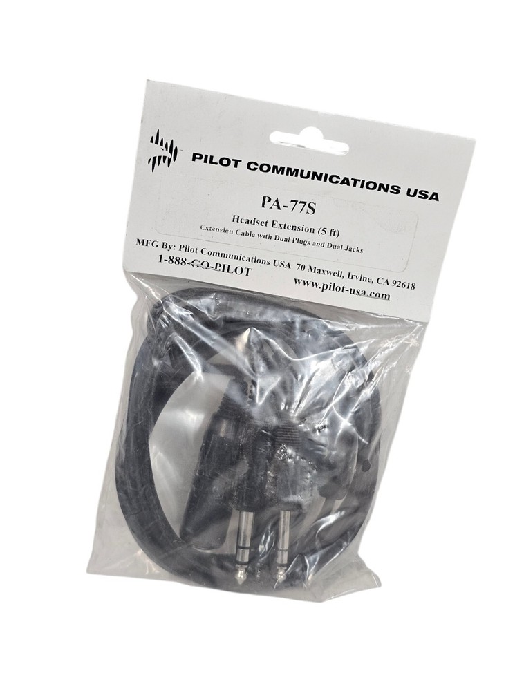 PA-77S Pilot Communications Headset Extension Cable 5 Ft