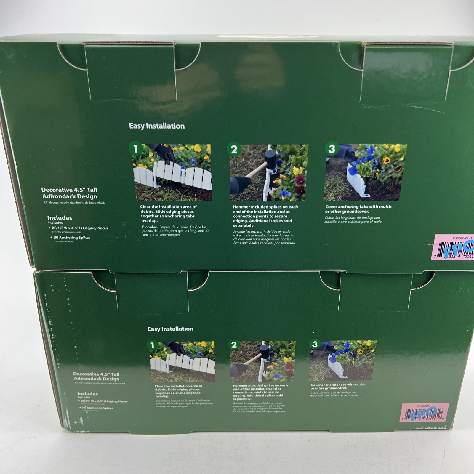 Landscape Edging Kit 4.5" X 10ft Decorative Picket Fence Vigoro White Lot of 2