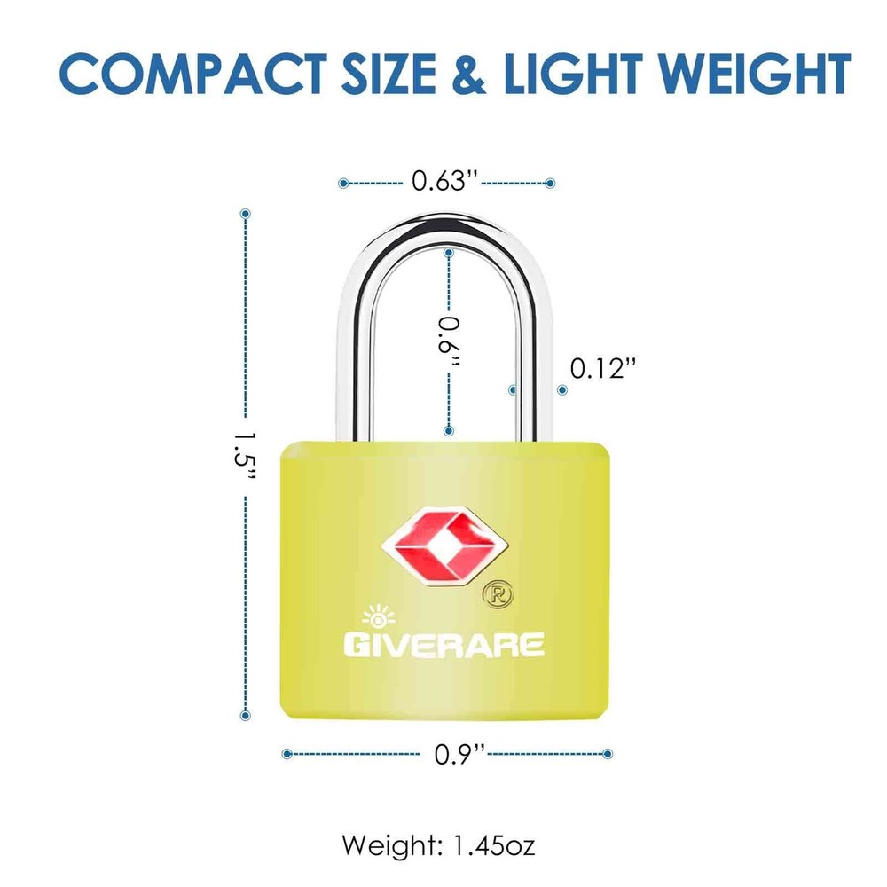 4 Pack TSA Approved Travel Luggage Locks with Keys, Solid Brass Copper Keyed ...
