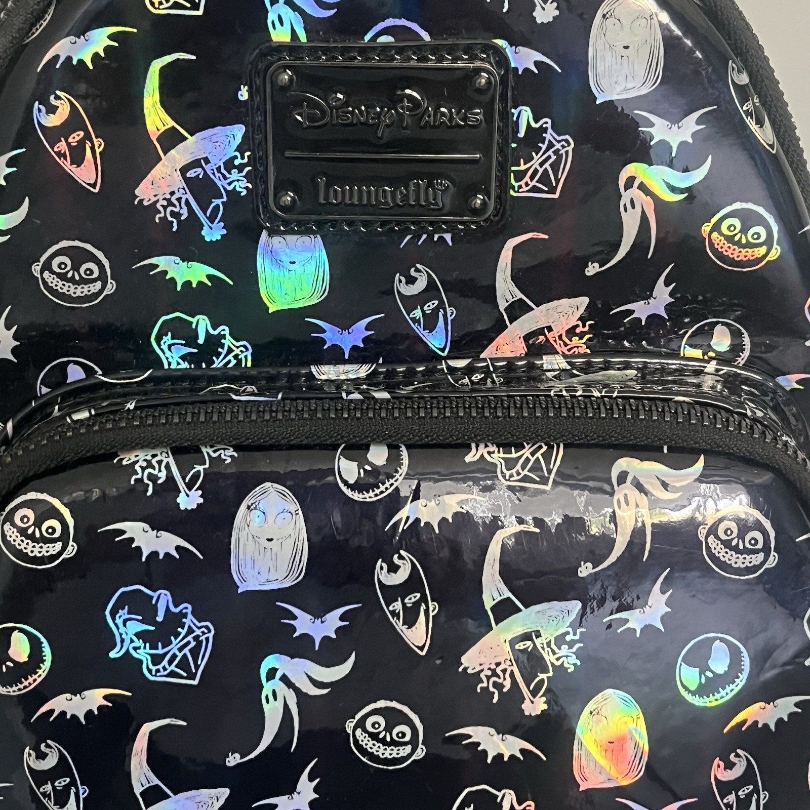 Loungefly Nightmare Before Christmas Holographic Mini Backpack Disney Park Black