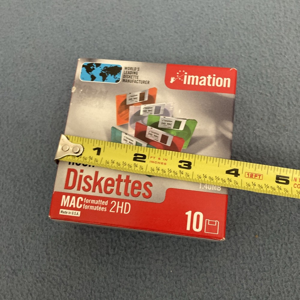 NOS Imation 3.5" 1.40MB 2HD Mac Formatted Neon Diskettes - 10 Pack
