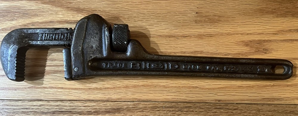 Vintage RIDGID Adjustable 10” Pipe Wrench - Working Condition, Hand Tools
