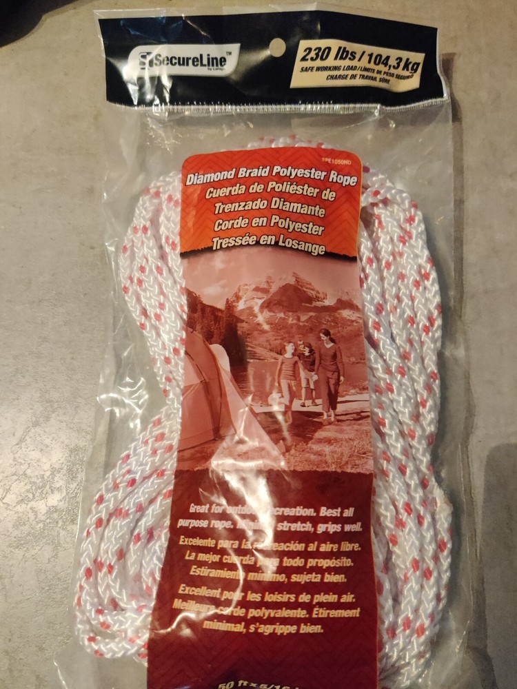 Secureline bylehigh diamond braid polyester 50ftx5/16in rope
