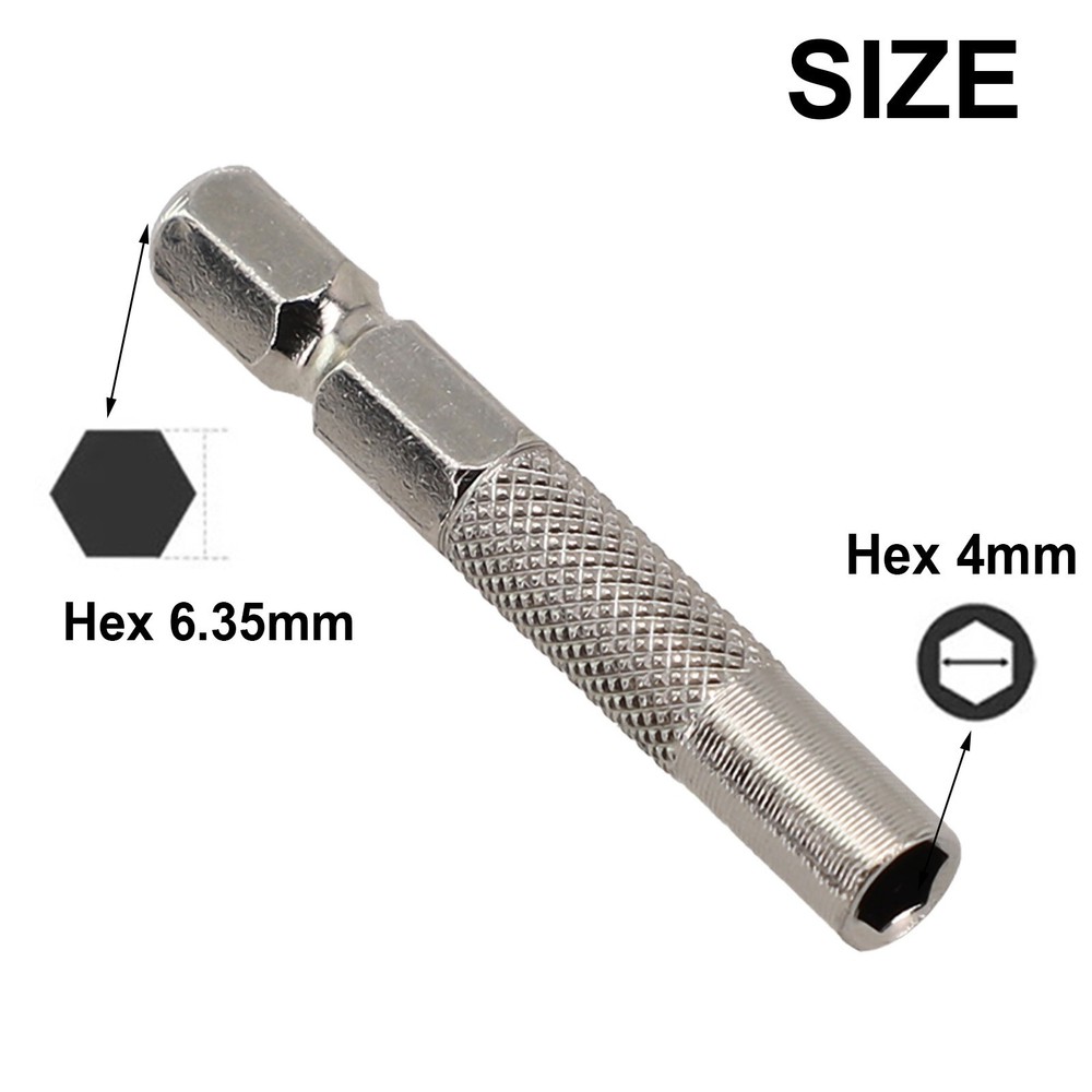 Screwdriver Adapter Insert Bit Adapter Chrome-vanadium Steel Hexagon Silver