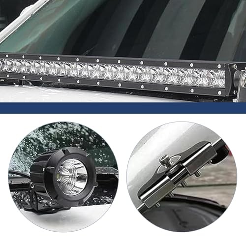 LED Light Bar Mounting Brackets, Wide-Angle Adjustable Pillar Hood 2 PCS Silver