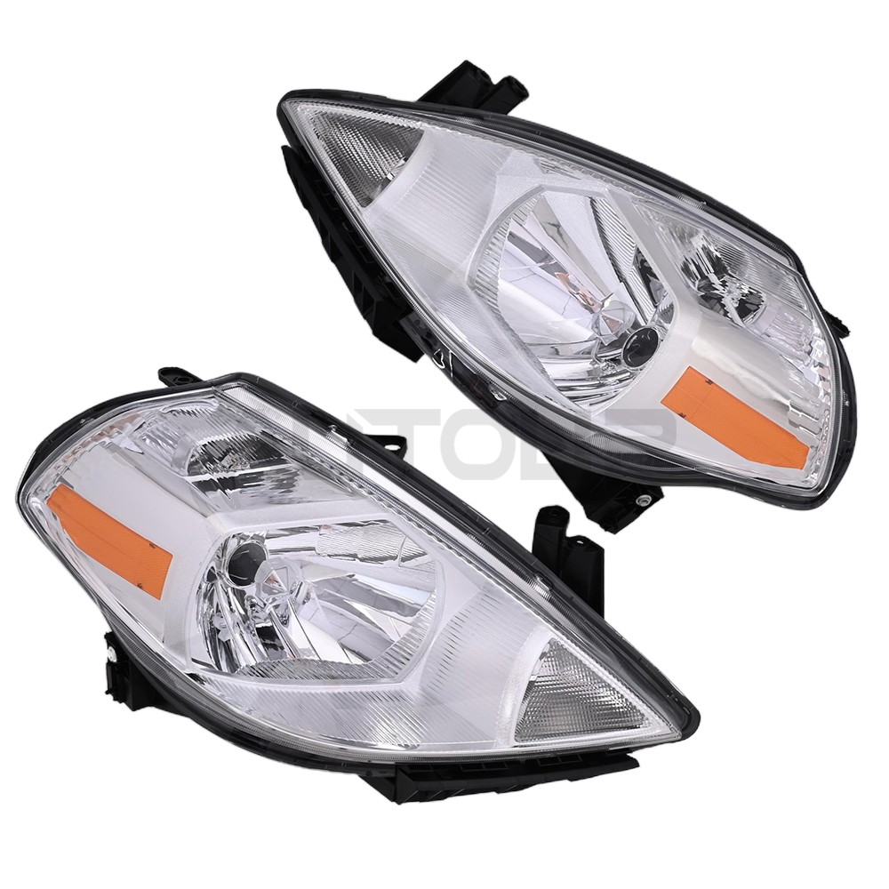 Chrome Halogen Headlight For Nissan Versa 2007-2012 Driver & Passenger Side