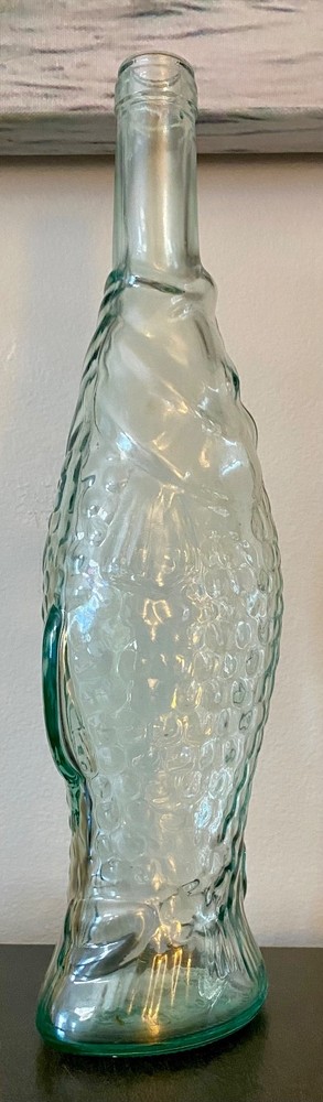 Light Aqua Pescevino Fish Wine Bottle