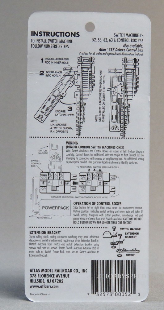 ATLAS HO CODE 100 LEFT REMOTE SWITCH MACHINE train track turn out turnout ATL52