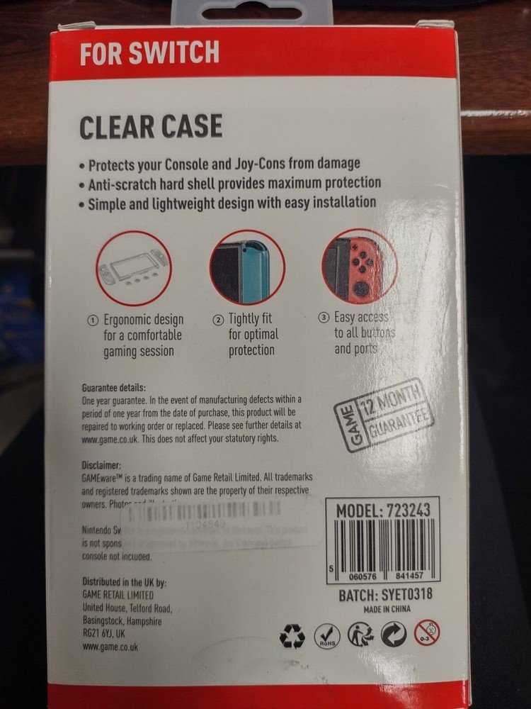Gameware Essentials Clear Case for Switch, OBN