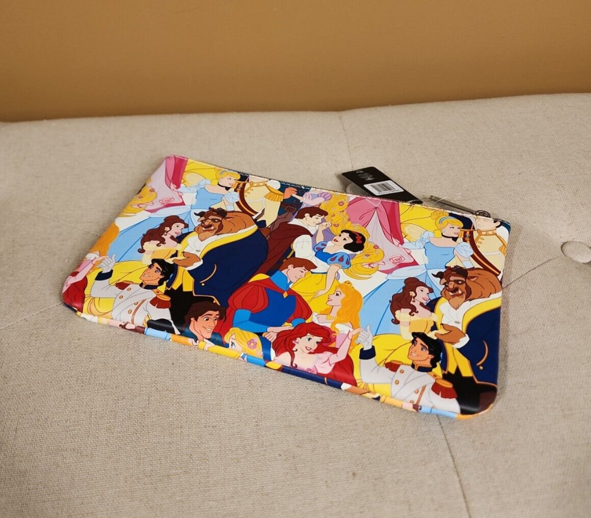 Buckle Down Disney Princess Couples Love AOP Print Cosmetic Bag Makeup Pouch NEW
