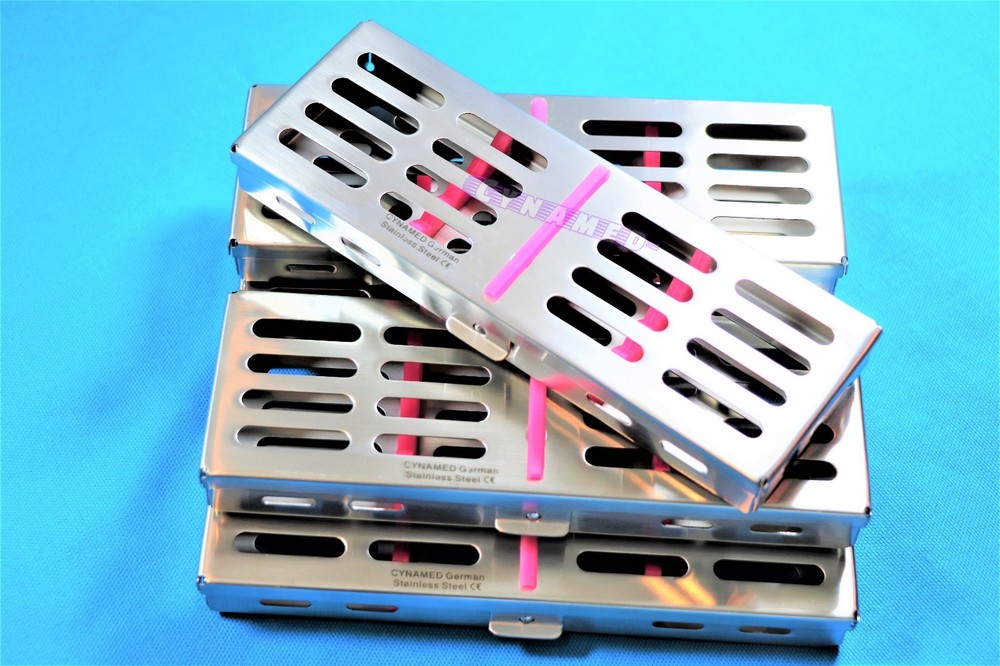 5EA PINK STERILIZATION CASSETTE RACK FOR 5 INSTRUMENTS GERMAN GRADE STAINLESS