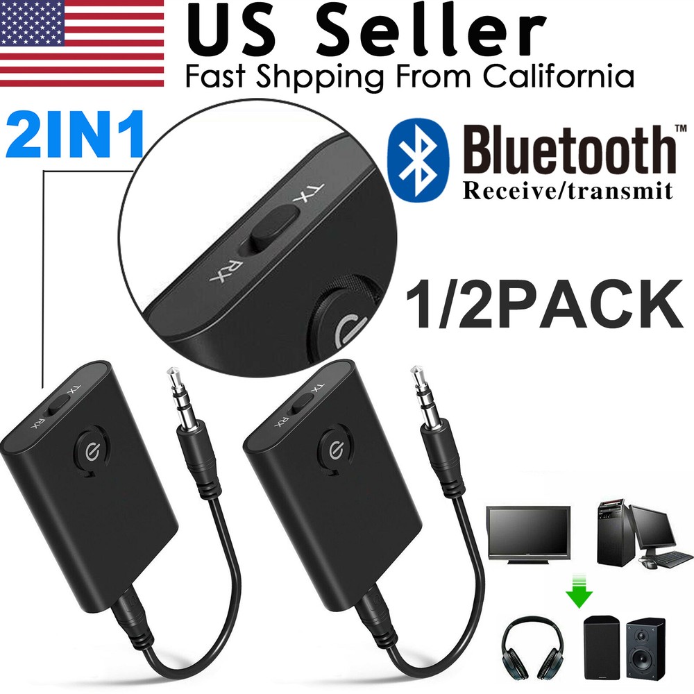 Bluetooth 5.0 Transmitter Receiver 2 IN 1 Wireless Audio 3.5mm Jack Aux Adapter