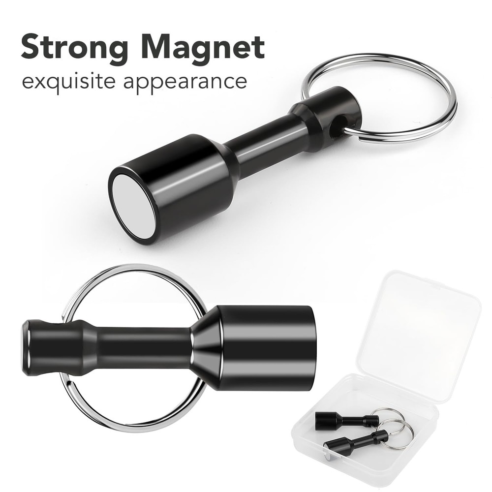 TRYMAG N52 Keychain Magnets for Testing Brass, 2 Pack Black 2Pcs,