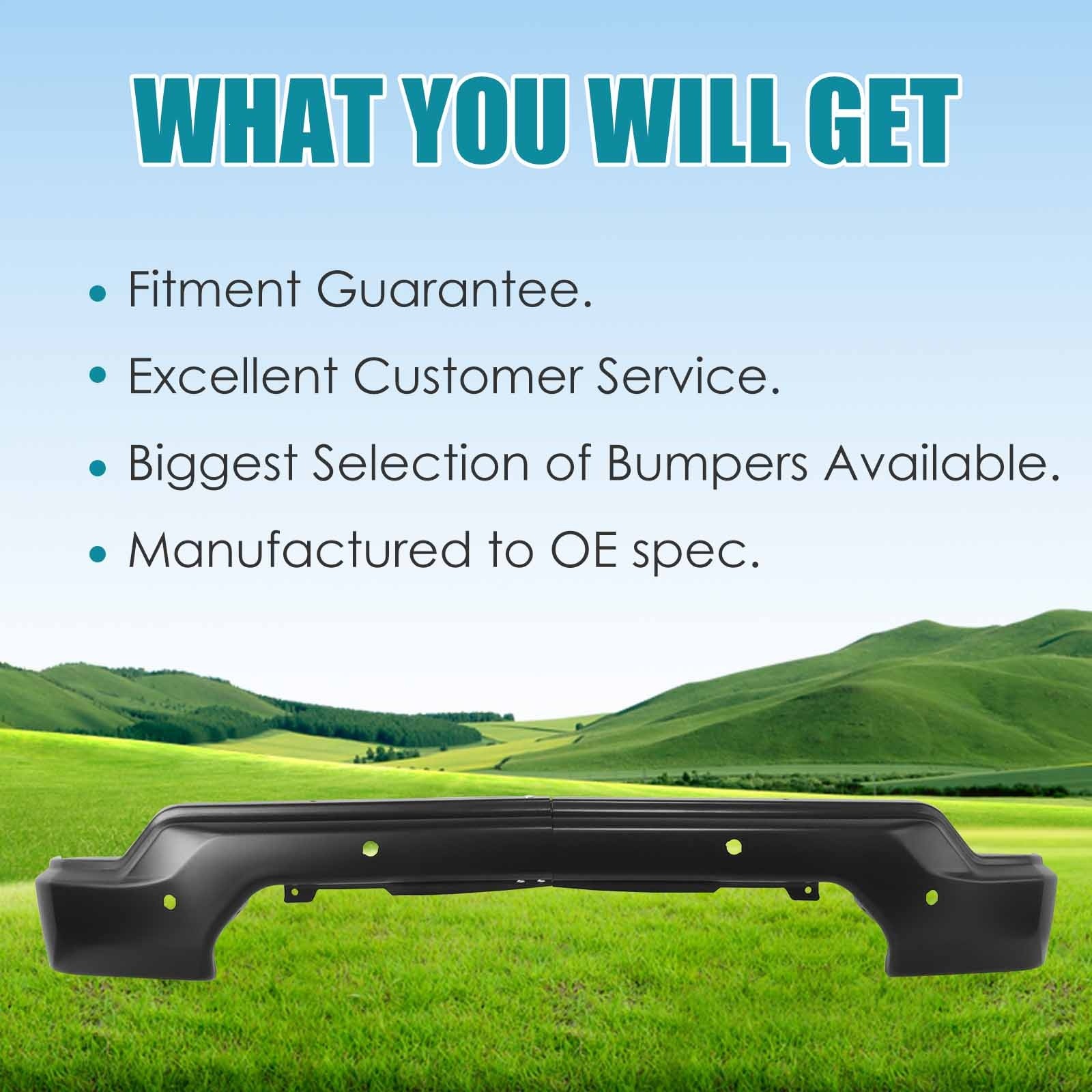 Front Bumper For 2019-2021 GMC Sierra 1500 Black With Sensor holes