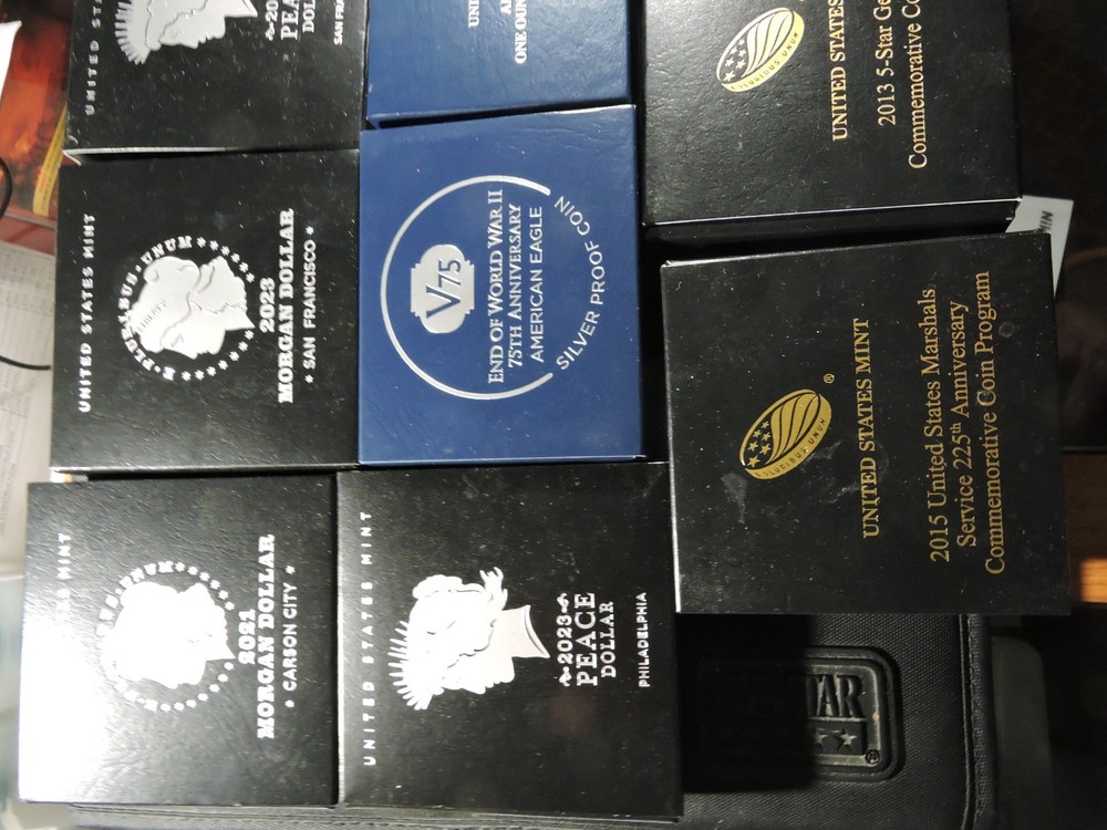 8 BOXES & COA'S FOR 2 GOLD COMMEMORATIVES & 6 SILVER COMMEMORATIVES--NICE BUNCH!