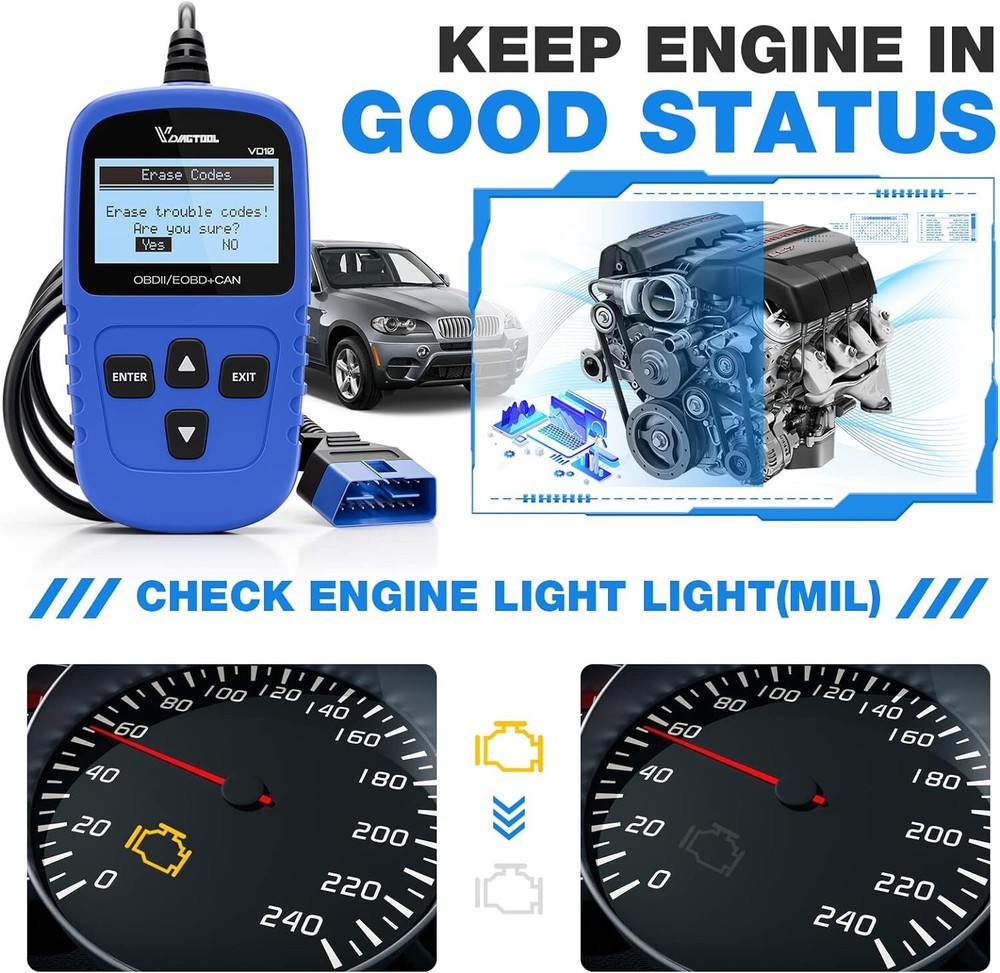 Automotive OBDII Scanner Code Reader Car Check Engine Fault Diagnostic Tool