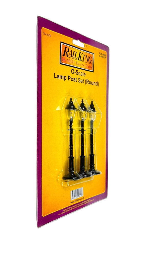 30-1078 MTH O-Scale Black Lamp Post Set Round