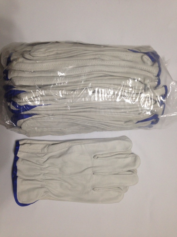 12 Pair Pack Cow Hide Grain Leather Driver, work ,safety golves Size (L)