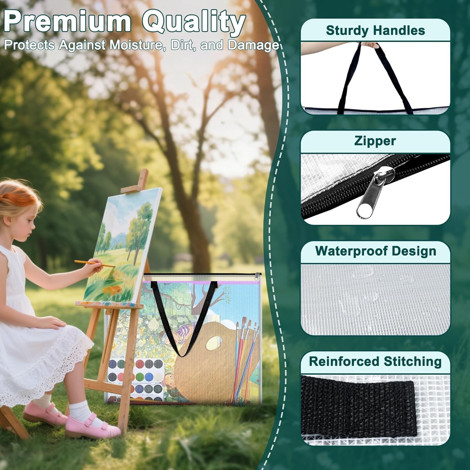 20x26 inch Art Portfolio Bags, Artwork Storage Case with Handle and Zipper, Mesh