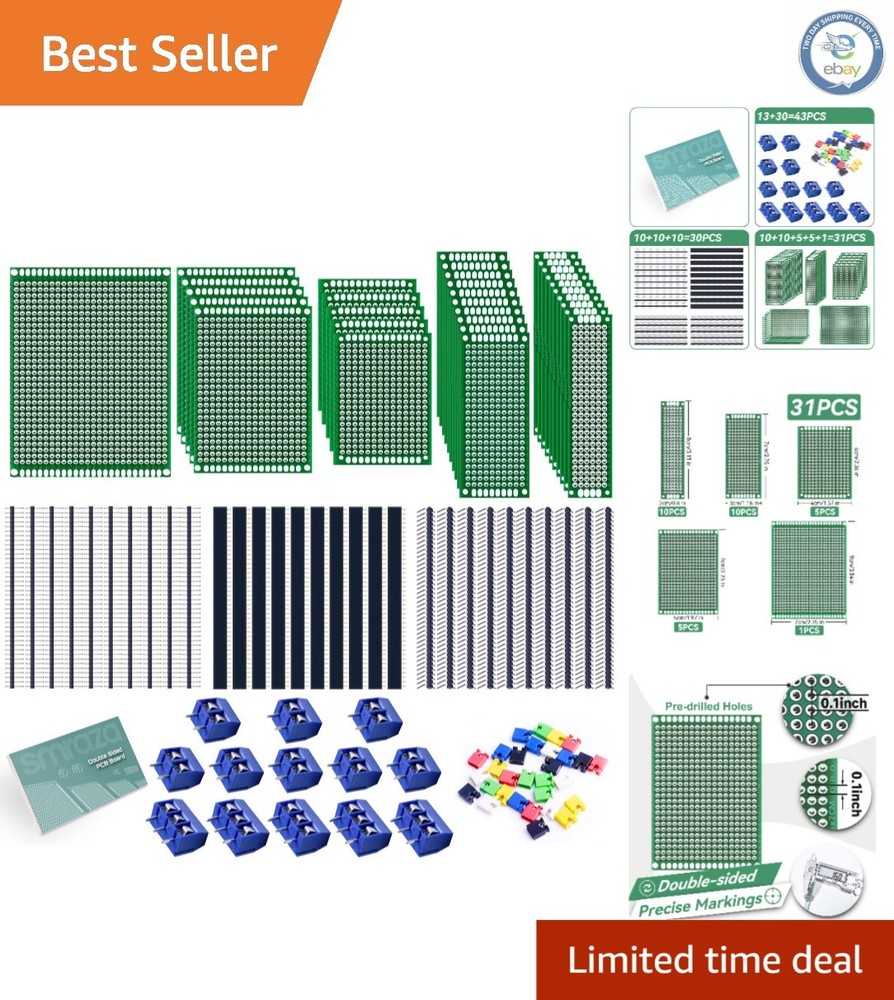 Versatile 104pcs PCB Board Kit for Electronic Prototyping with Header Connectors