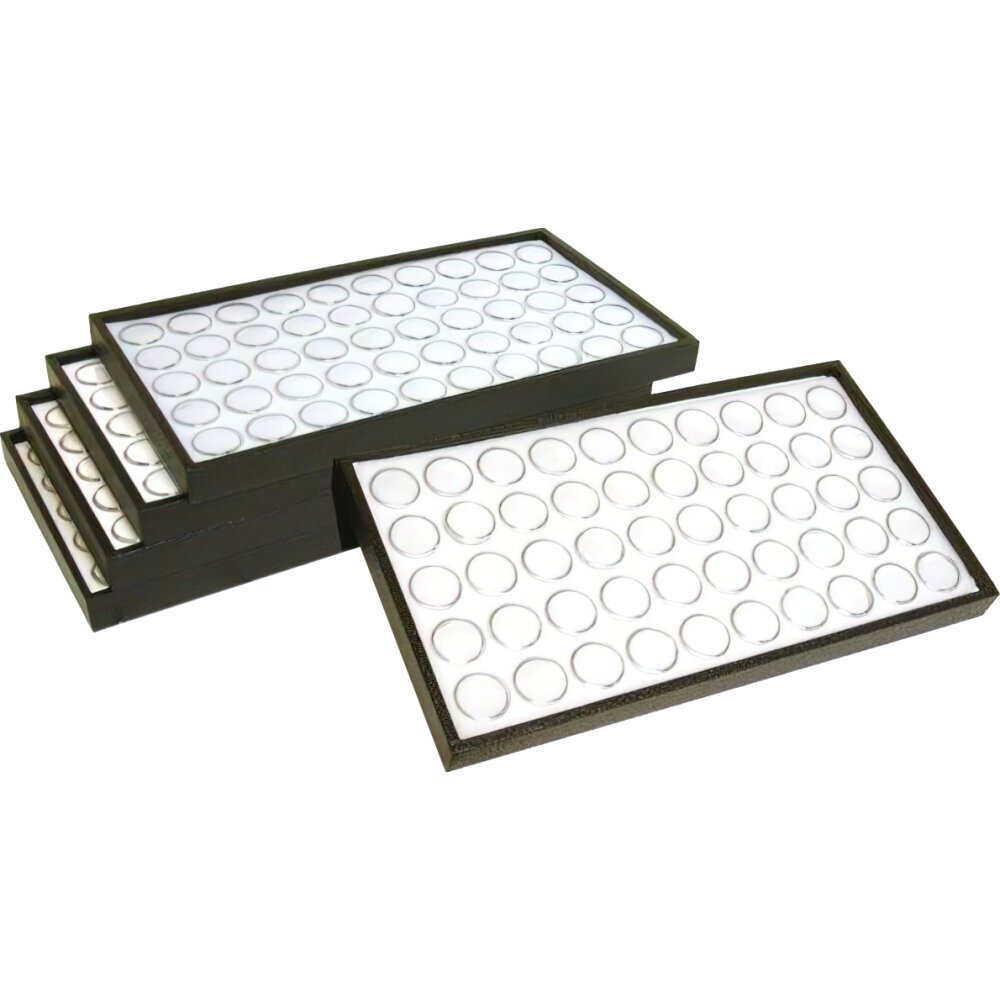 5 50 White Foam Gem Jars with Plastic Jewelry Display Trays 14 3/4" x 8 1/4"