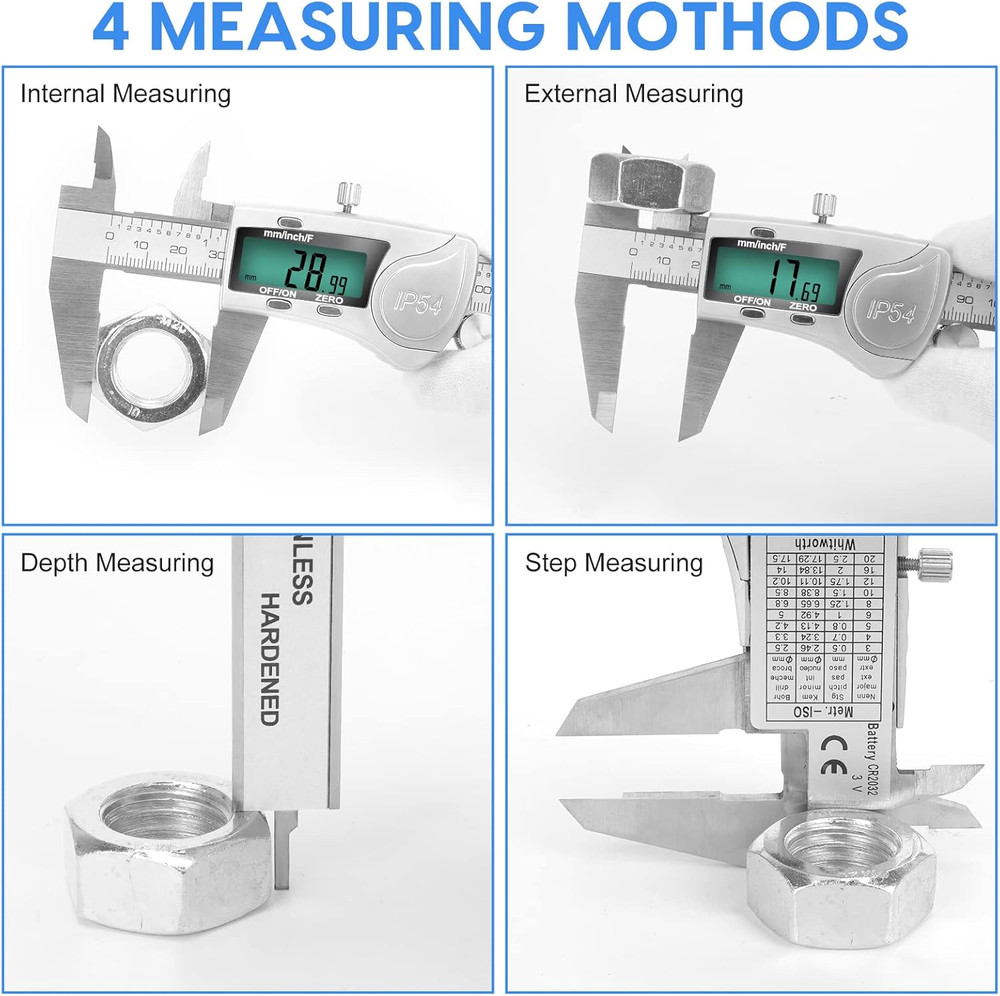 Digital Caliper Measuring Tool, IP54 Waterproof Electronic Micrometer Caliper, S