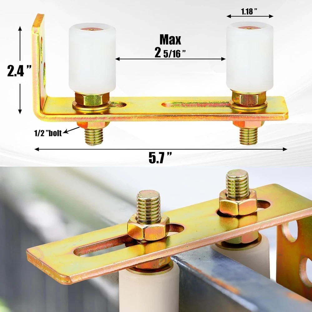4 Pack Slide Gate Guide Roller Adjustable Dual Nylon Rollers with L Rear Post...