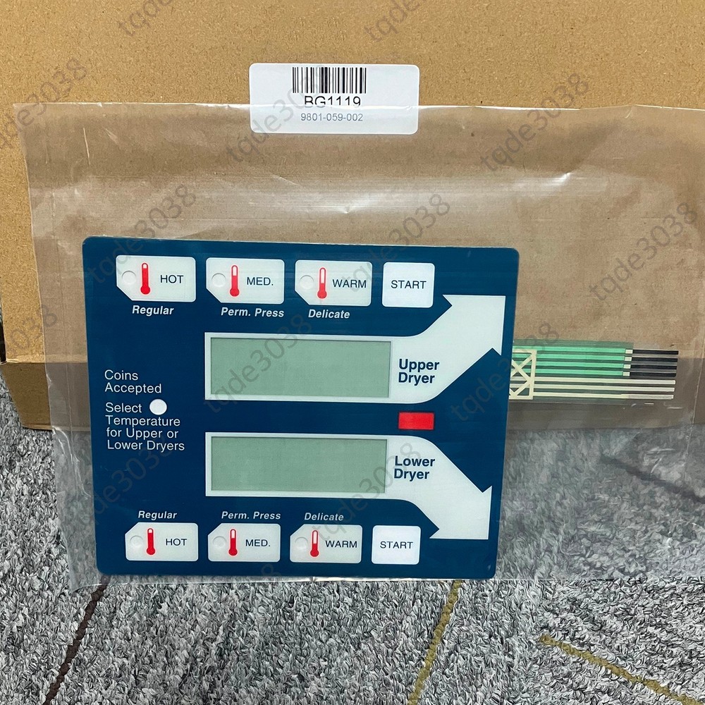 9801-059-002 (5 PCS) FOR DEXTER DRYER BLUE MEMBRANE SWITCH (KEYPAD, TOUCHPAD)