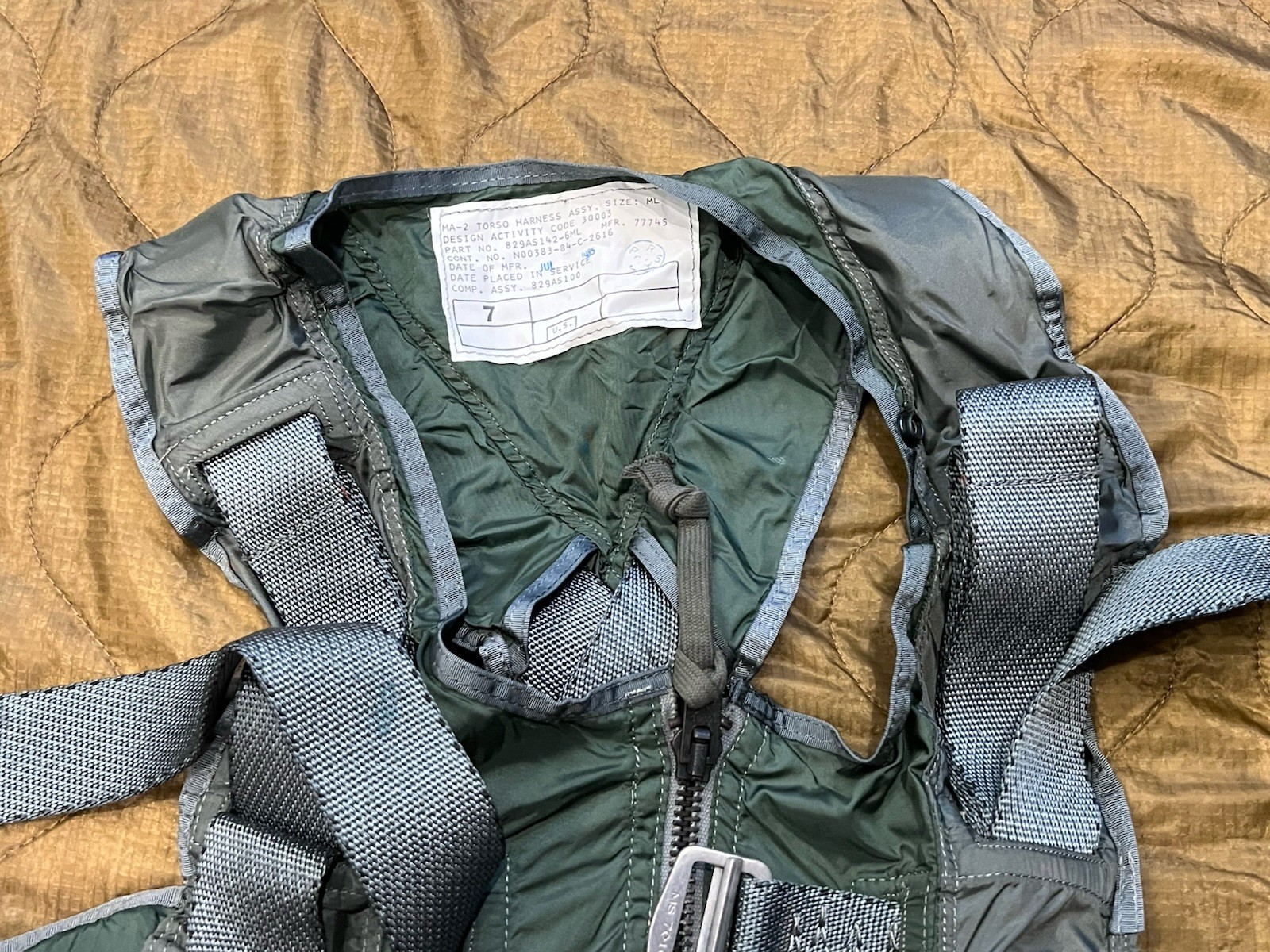 Vintage USGI Pilot’s MA-2 Torso Harness Assembly - US Navy - Post Vietnam 1980s