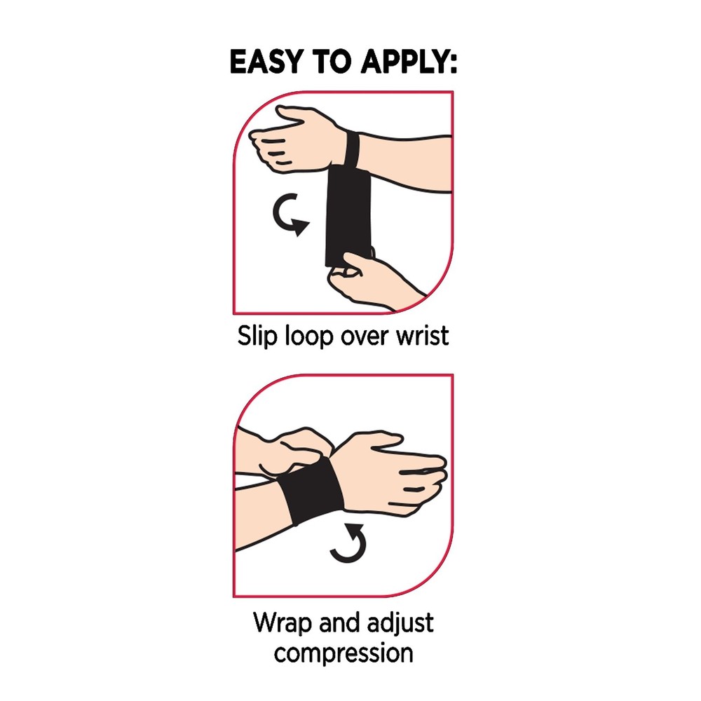 (4 Pack) Equate Elastic Wrist Support with Loop Black One Size Compression Brace