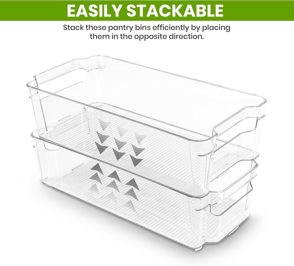 - Fridge & Refrigerator Organizer Bins (8 Pack), Clear Stackable Durable Plastic