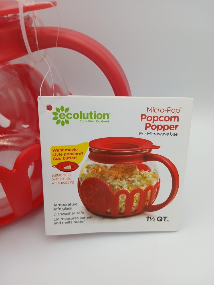 Ecolution Micro-Pop Microwave Popcorn Popper & 4 Retro Theater Popcorn Holders