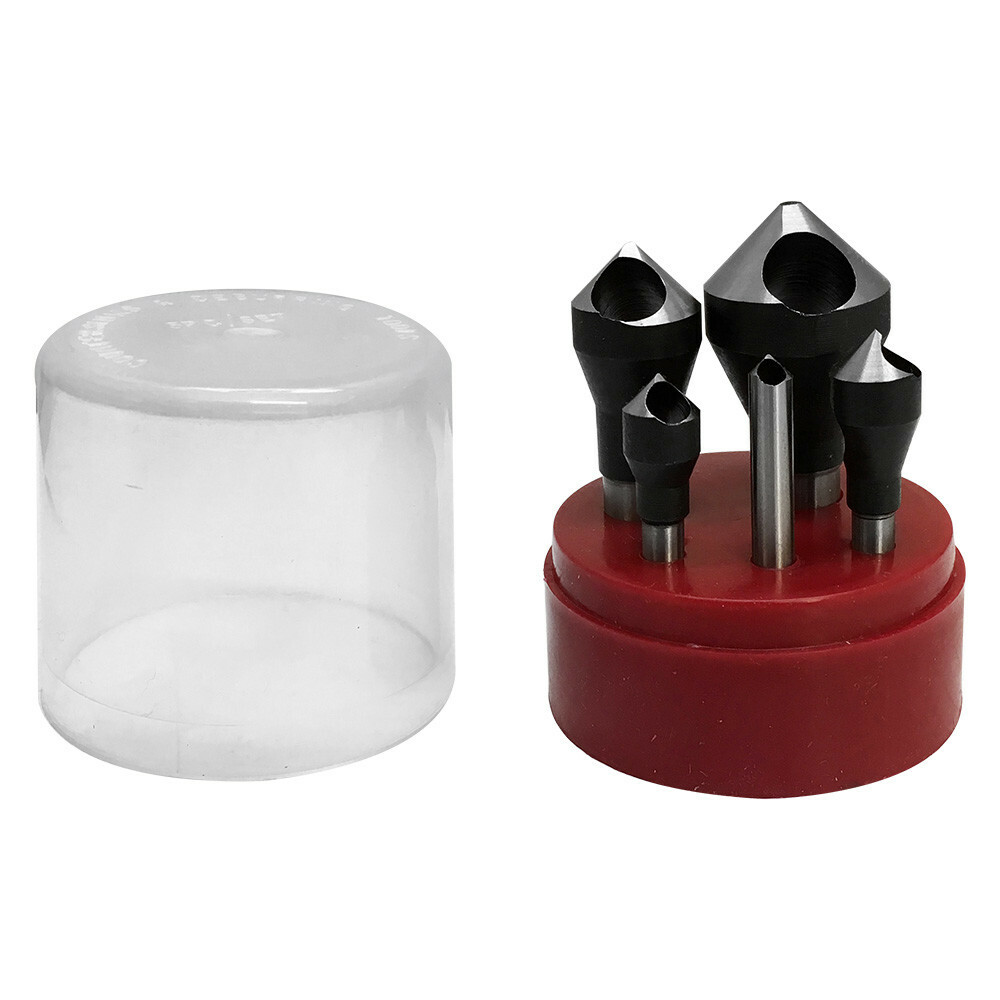 5 Pc 90 Degree Countersinks & Deburring Tool Set #0-4 Straight Shank HSS Zero