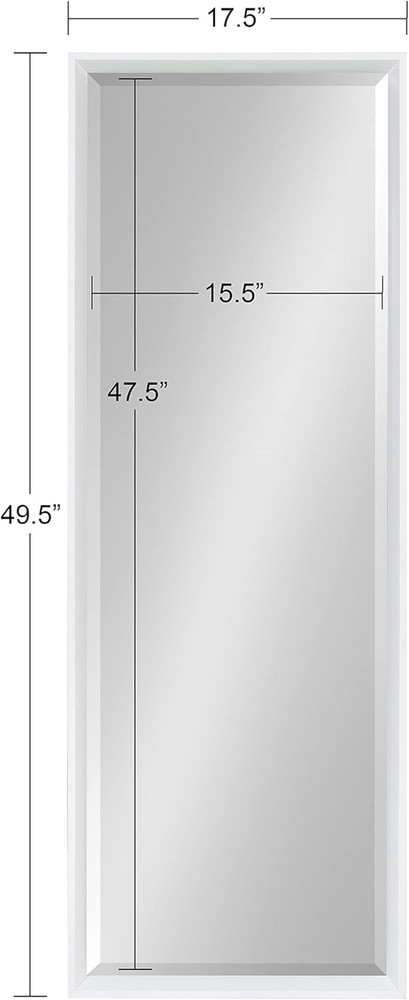 Calter Modern White Full Length Wall Mirror - Beveled Decorative Rectangular 17.