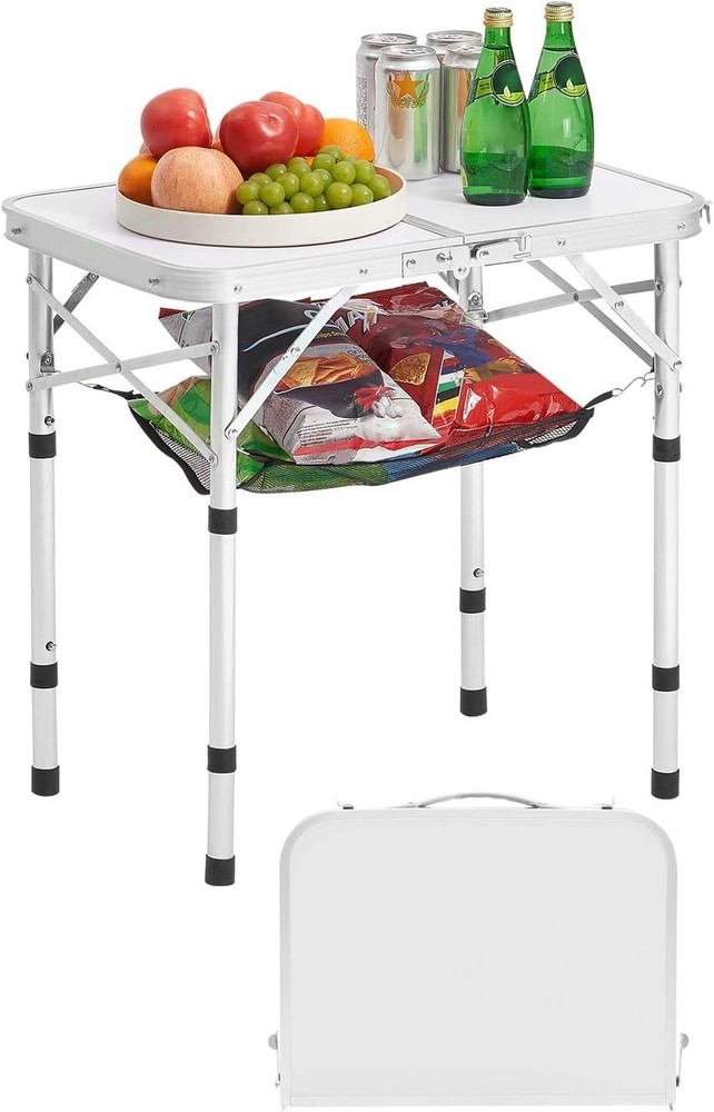 Folding Camping Table, Adjustable Height Aluminum MDF Outdoor Portable Lightw...