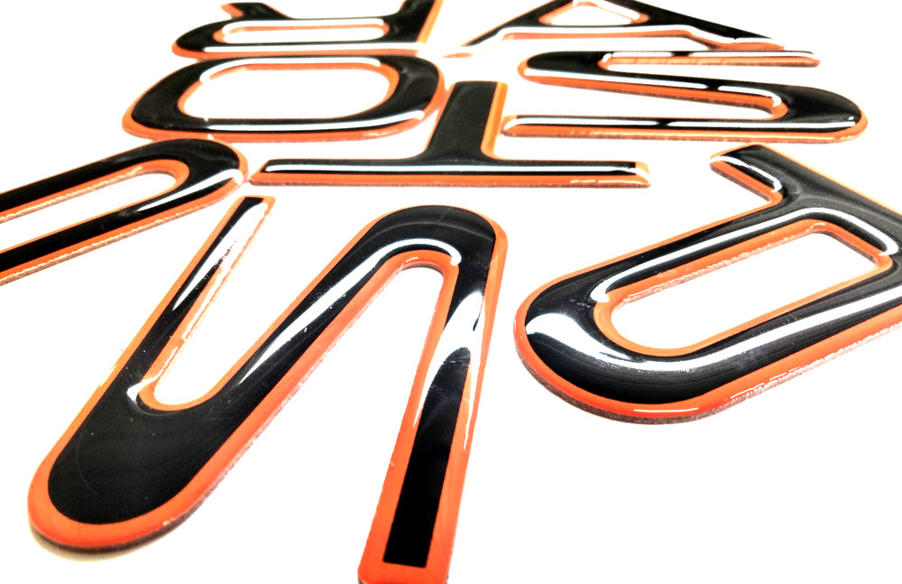 3D BLACK ORANGE OUTLINE DOMED FRONT LETTER COMPATIBLE WITH PASS PRT 2026 US MADE