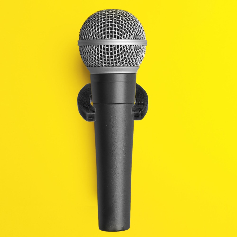2 Pack Microphone Holders Wall Mounted Mic Holder Microphone Hook Stands Black