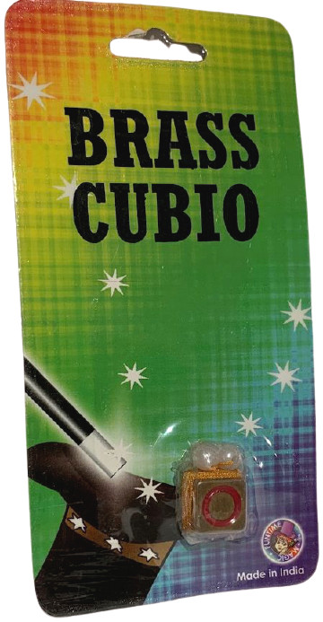 BRASS CUBIO Obedient Close Up Magic Trick Pocket Cube Slides Up & Down String