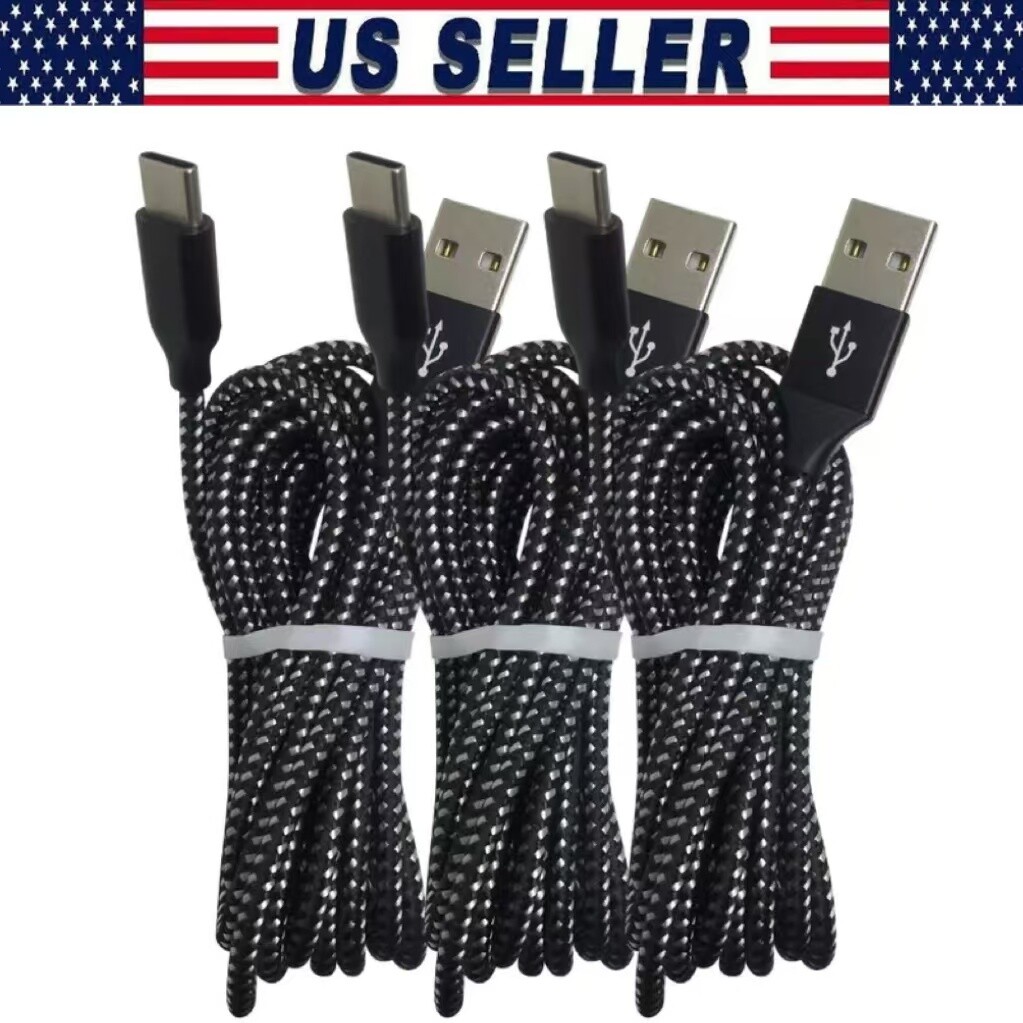 Braided USB C Type-C Fast Charging Data SYNC Charger Cable Cord 3/6/10FT Lot