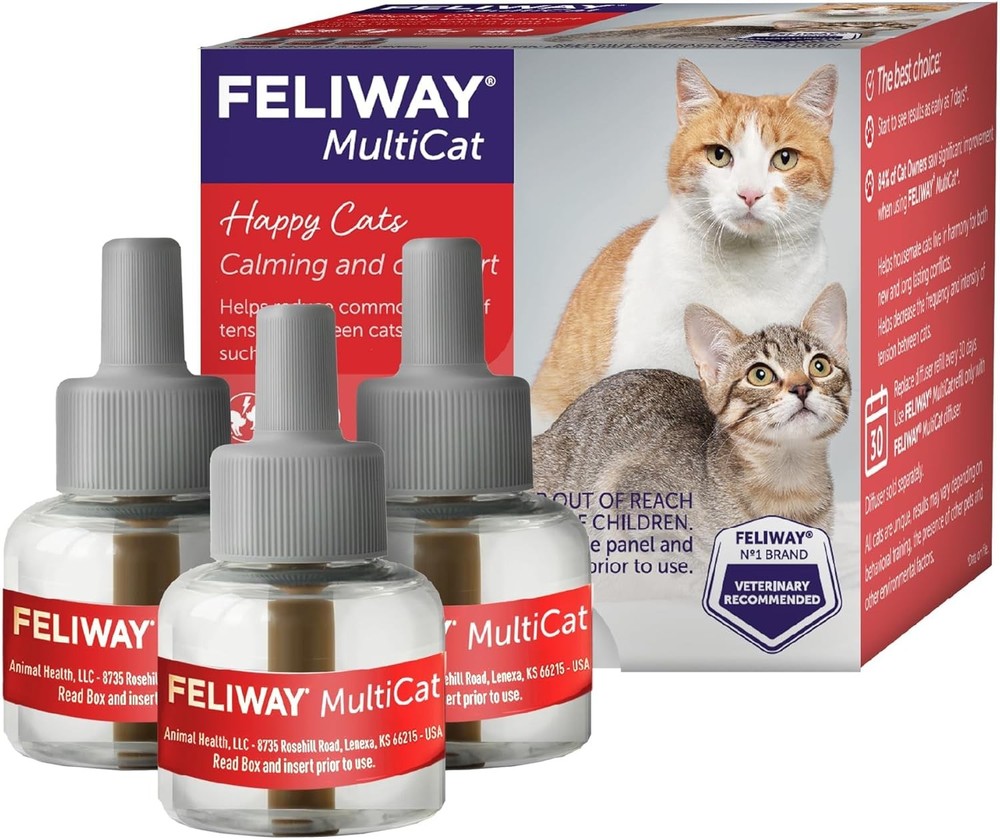 ® MultiCat 3 x 30 Day Cat Calming Refills Pheromone Diffuser 3 x 48ml Value